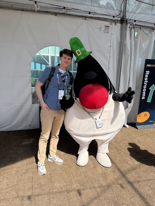 Duke, the Java mascot, with the author on St. Patrick's Day